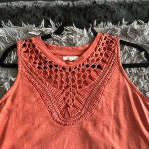 Orange/Rust Sleeveless Crocheted Top